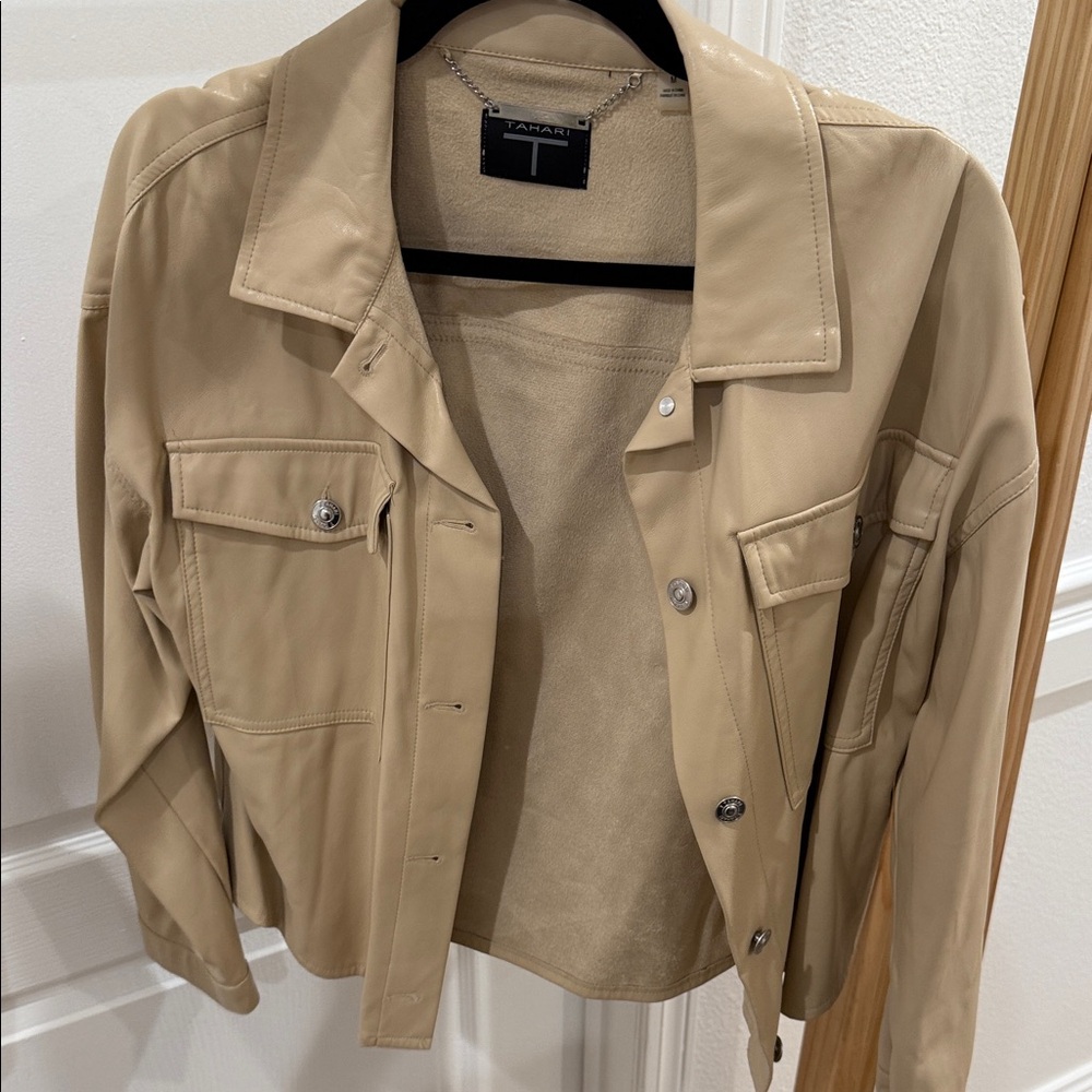 Tahari Tan Faux Leather Women's Jacket